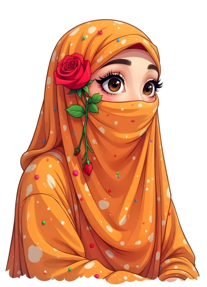 An Arab Woman Age 23 With Brown Eyes And An White Hijab With A Rose White Background 19 4ed1