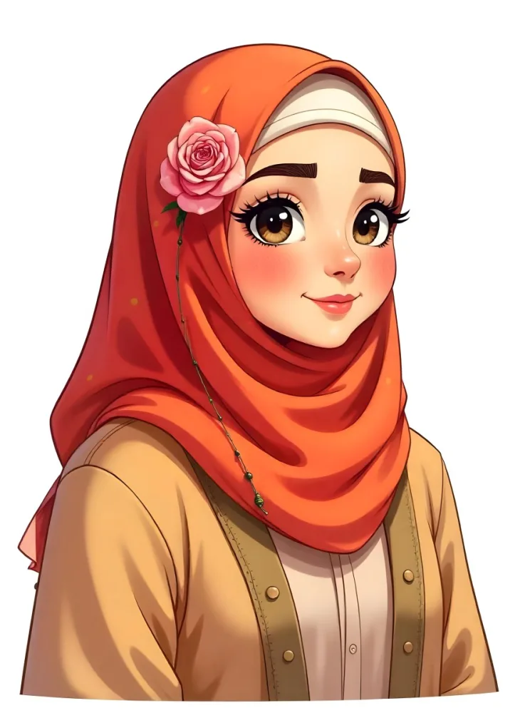 An Arab Woman Age 23 With Brown Eyes And An White Hijab With A Rose White Background 23 Faa5