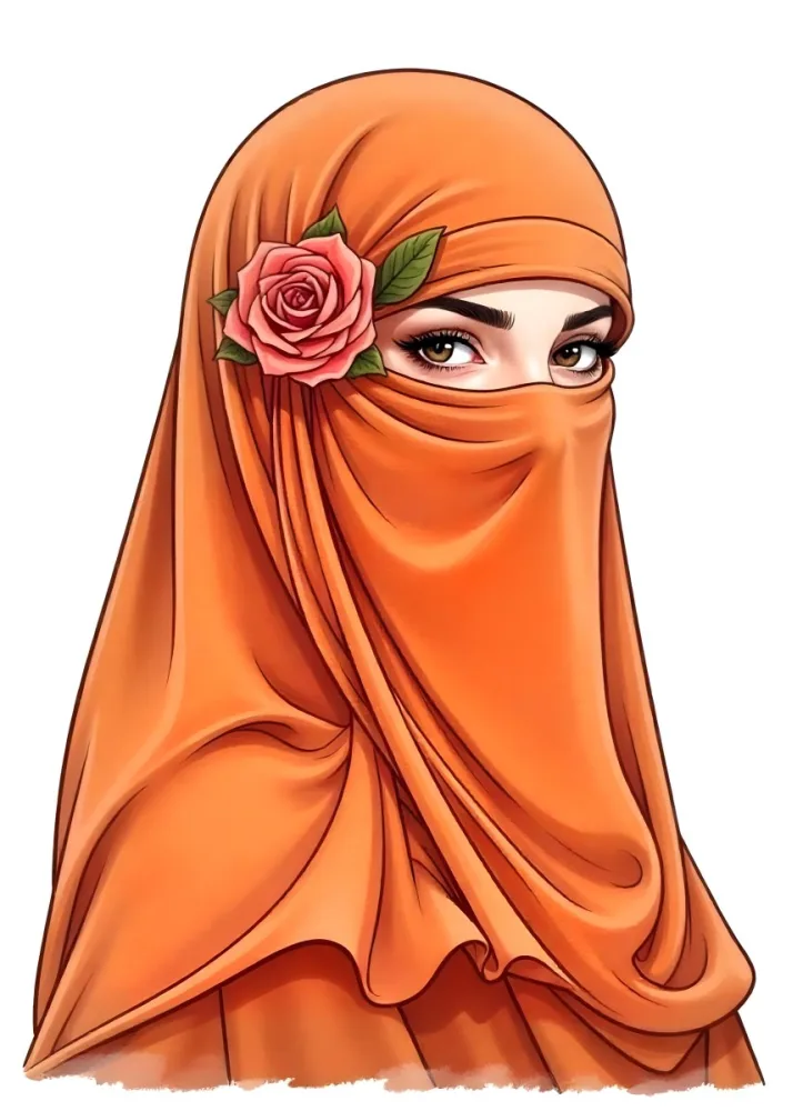 An Arab Woman Age 23 With Brown Eyes And An White Hijab With A Rose White Background 39 24b0