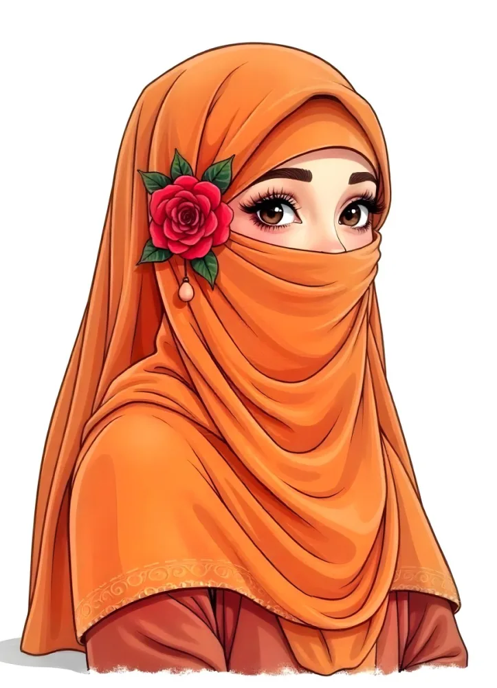 An Arab Woman Age 23 With Brown Eyes And An White Hijab With A Rose White Background 4 F426