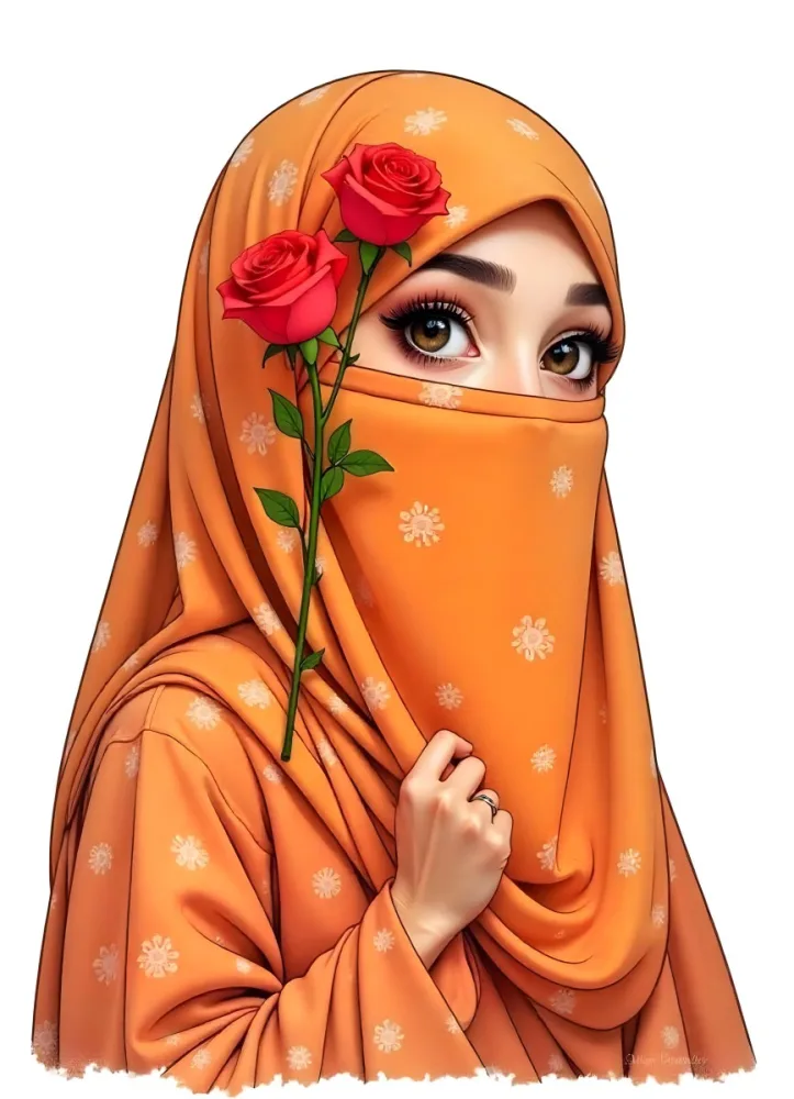 An Arab Woman Age 23 With Brown Eyes And An White Hijab With A Rose White Background 9 F2be