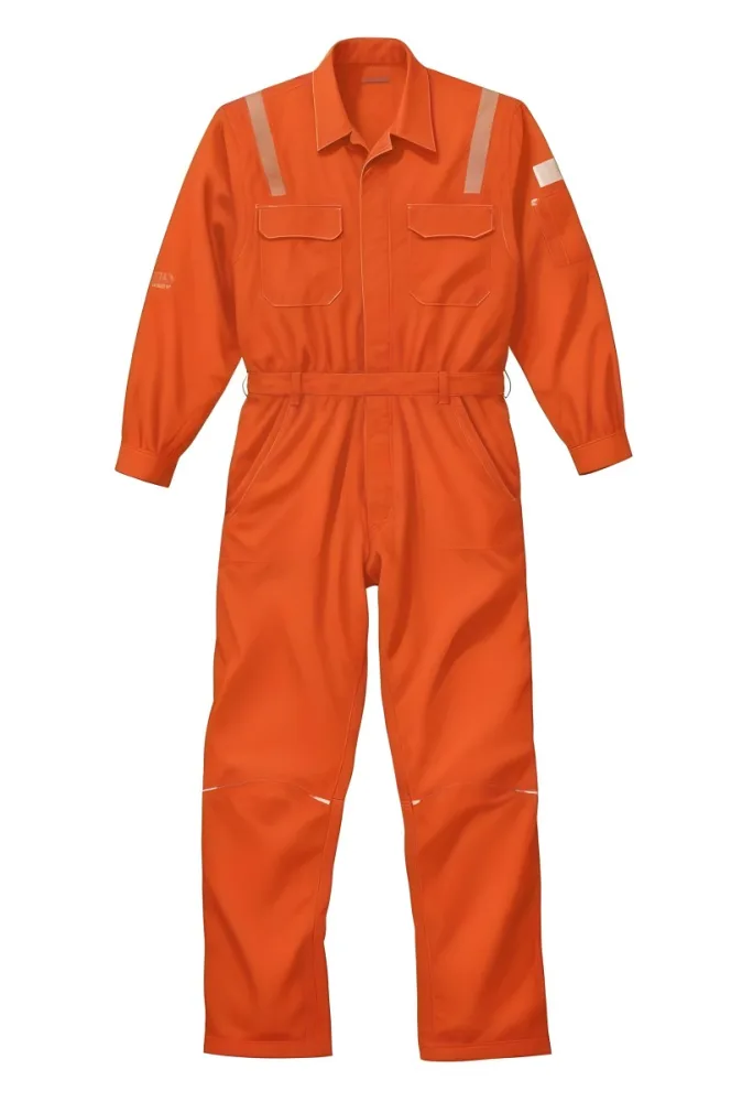 An Red Worker Overall With Long Sleeves And White Details Isolated On A White Background 24 F66b