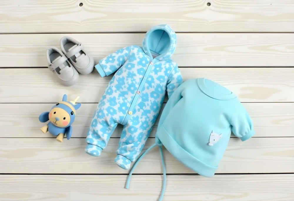 Baby Clothes A Hat A Pair Of Shoes And A Toy On A Wooden Table 35 26aa