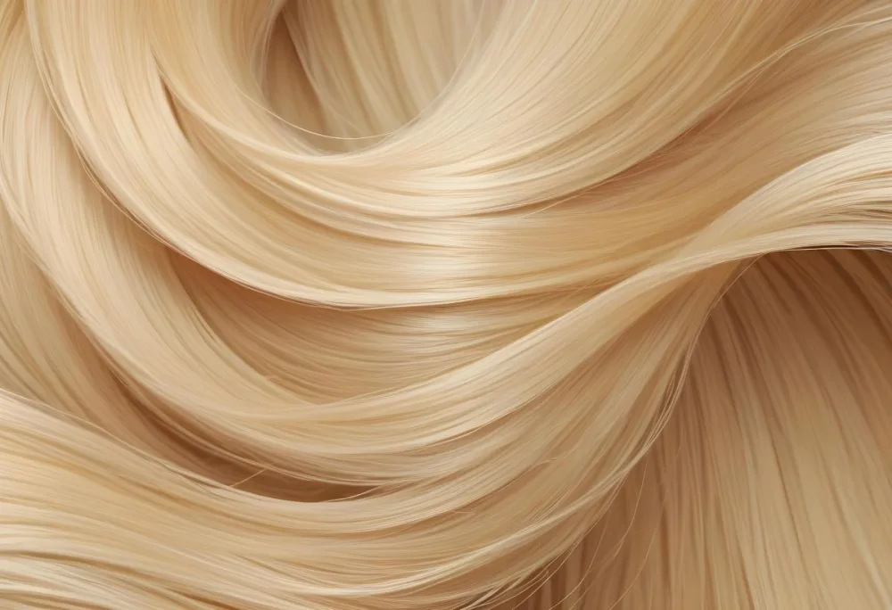 Blonde Hair Strands Light Golden Color Smooth Texture Flowing Pattern Close Up View Detailed Hair Fibers Natural Highlights Natural Lighting Clean Background 1 29f2