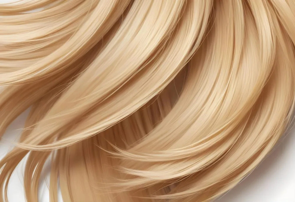 Blonde Hair Strands Light Golden Color Smooth Texture Flowing Pattern Close Up View Detailed Hair Fibers Natural Highlights Natural Lighting Clean Background 20 Bf8d