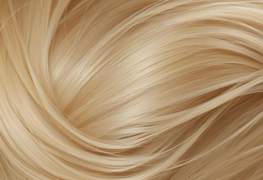 Blonde Hair Strands Light Golden Color Smooth Texture Flowing Pattern Close Up View Detailed Hair Fibers Natural Highlights Natural Lighting Clean Background 4 A308