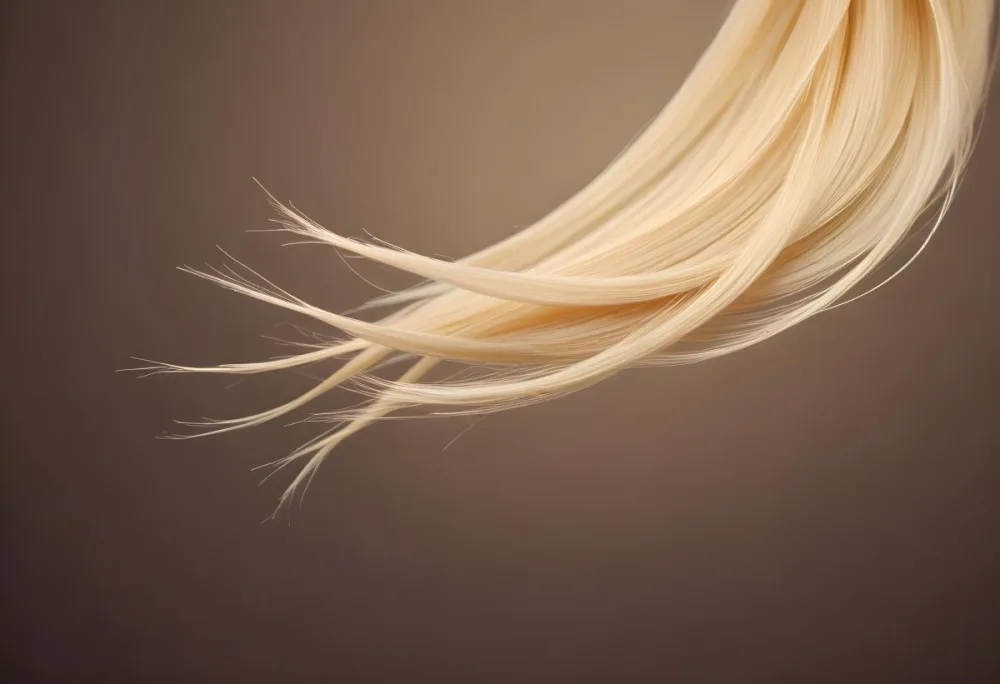 Blonde Hair Strands With A Gradient From Light To Dark Studio Shot With A Blurred Background 35