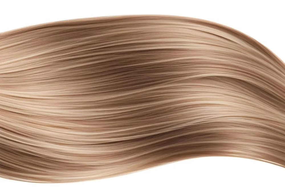 Blonde Hair Strands With Light Brown Highlights Flowing In A Wavy Pattern Isolated On A White Background Studio Lighting Hair Care Product Advertisement 23 E042