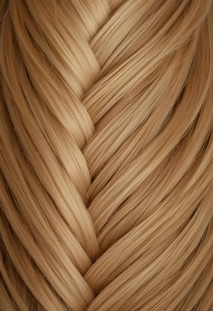 Braided Blonde Hair With Golden Highlights Intricate Weaving Pattern Close Up Shot Soft Lighting Creating A Warm And Inviting Texture Plain Background 11 25eb