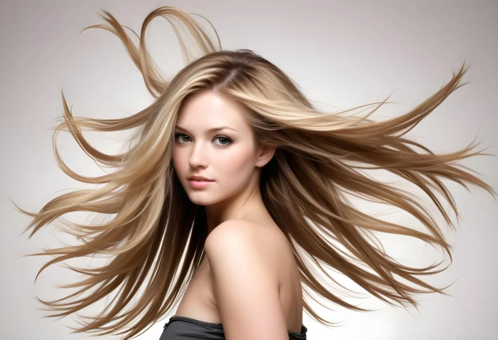 Brown And Blonde Hair Strands Dark Roots Light Ends Flowing Dynamic Composition Studio Lighting White Background Hair Care Concept Beauty And Fashion 16 66f5