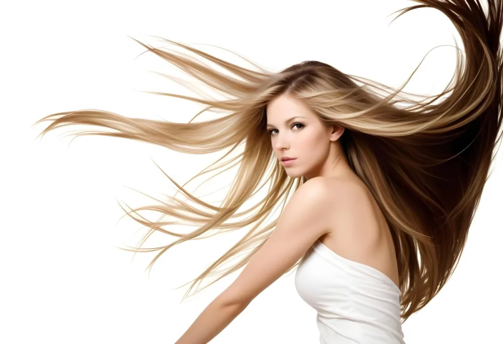Brown And Blonde Hair Strands Dark Roots Light Ends Flowing Dynamic Composition Studio Lighting White Background Hair Care Concept Beauty And Fashion 20 C218