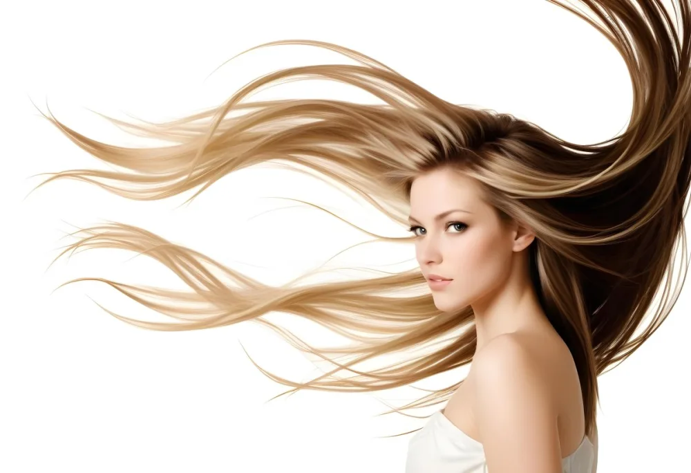 Brown And Blonde Hair Strands Dark Roots Light Ends Flowing Dynamic Composition Studio Lighting White Background Hair Care Concept Beauty And Fashion 23