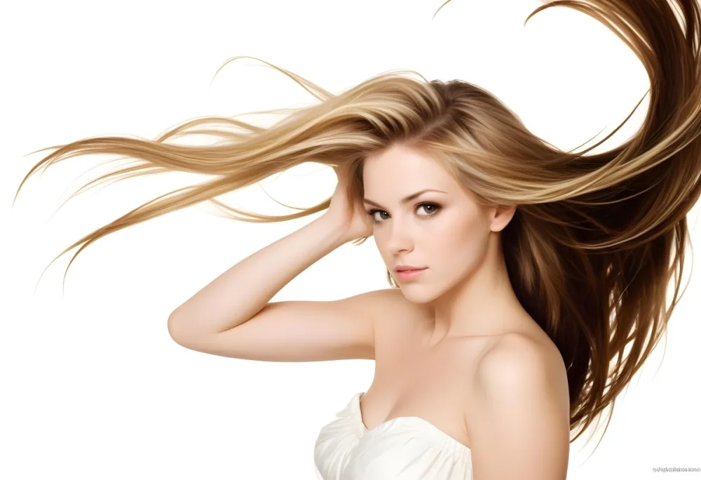 Brown And Blonde Hair Strands Dark Roots Light Ends Flowing Dynamic Composition Studio Lighting White Background Hair Care Concept Beauty And Fashion 25 0ddc