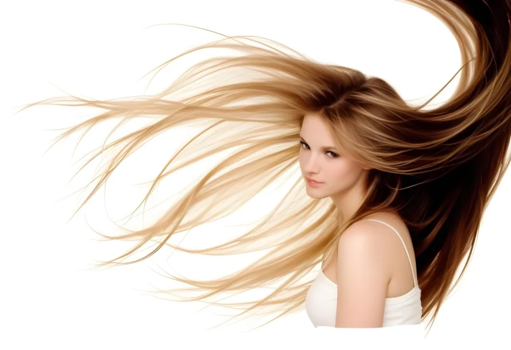 Brown And Blonde Hair Strands Dark Roots Light Ends Flowing Dynamic Composition Studio Lighting White Background Hair Care Concept Beauty And Fashion 32