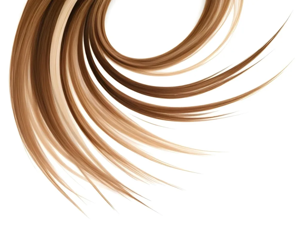 Brown And Blonde Hair Strands Forming A Swirl Pattern Isolated On A White Background Studio Lighting Hair Salon Concept Elegant And Minimalist Composition 14