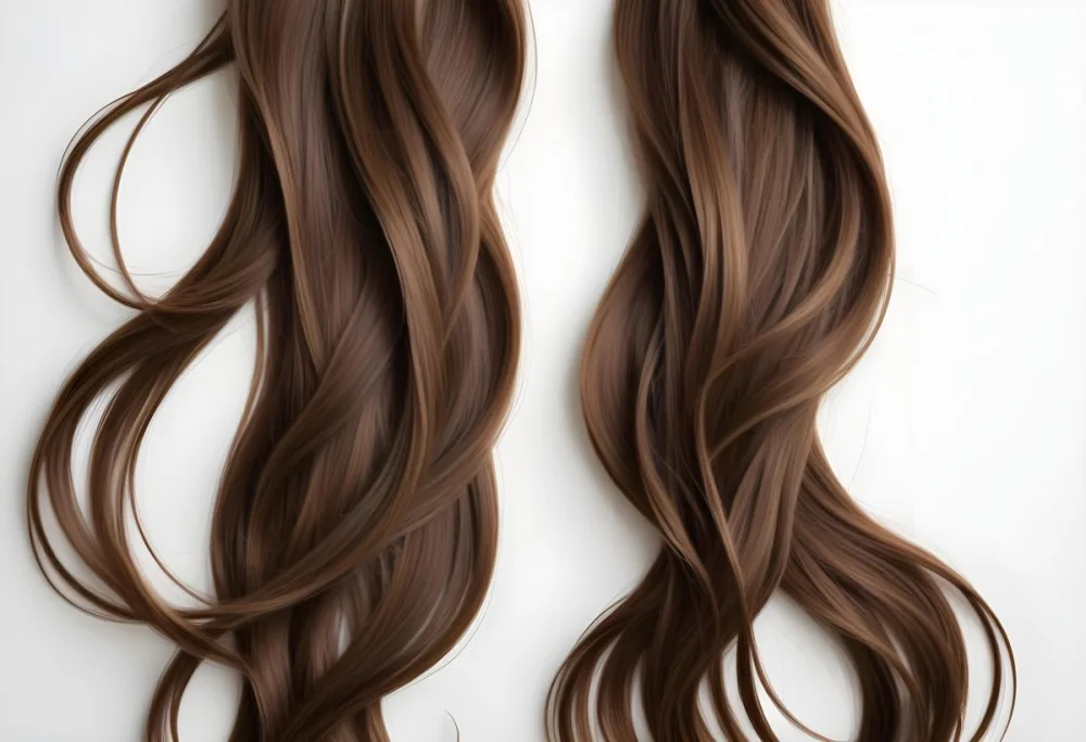 Brown Hair Strands With Dark Roots And Light Ends Flowing And Slightly Tangled Against A Plain White Background 25 E66a