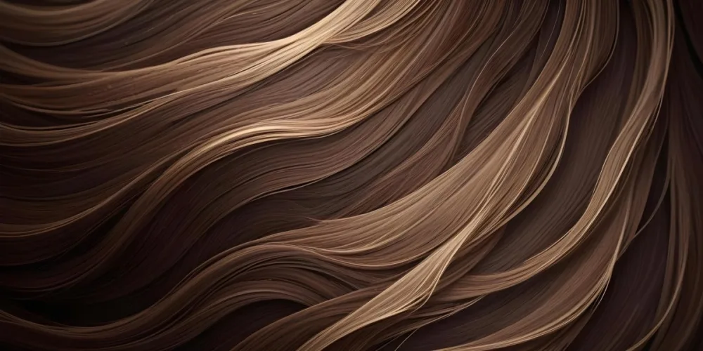 Brown Hair Strands With Highlights Flowing In A Wavy Pattern Creating A Textured And Dynamic Visual Effect Dark Background 22