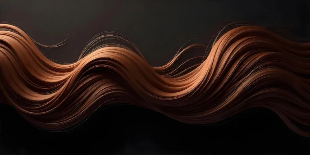 Brown Hair Strands With Highlights Flowing In A Wavy Pattern Creating A Textured And Dynamic Visual Effect Dark Background 30