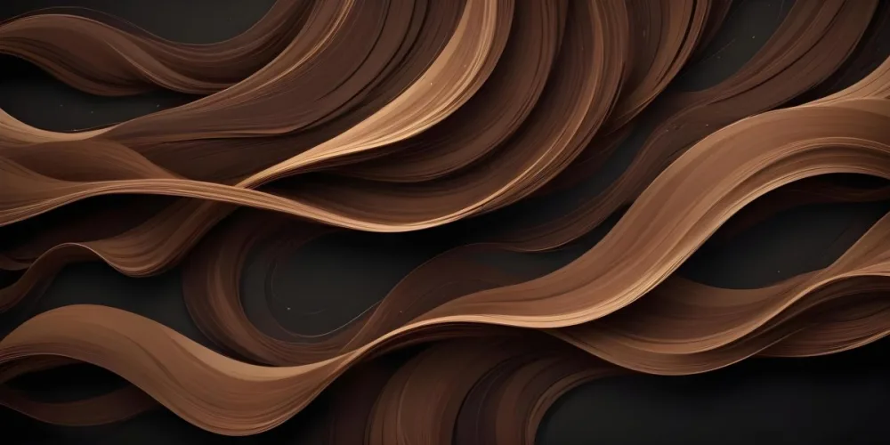 Brown Hair Strands With Highlights Flowing In A Wavy Pattern Creating A Textured And Dynamic Visual Effect Dark Background 9 0734