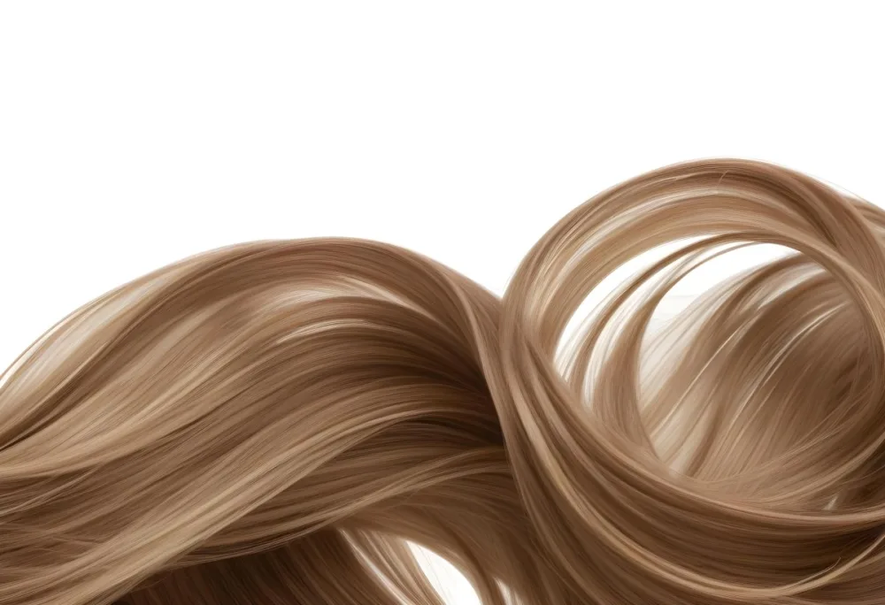 Brown Hair With Blonde Highlights Wavy Texture Close Up Shot Strands Overlapping Natural Lighting Clean White Background Hair Styled In Loose Waves Natural Look Hair Care Product Advertisement 49 Aad8