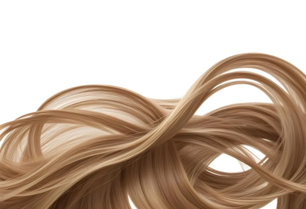 Brown Hair With Blonde Highlights Wavy Texture Close Up Shot Strands Overlapping Natural Lighting Clean White Background Hair Styled In Loose Waves Natural Look Hair Care Product Advertisement 50 F28c