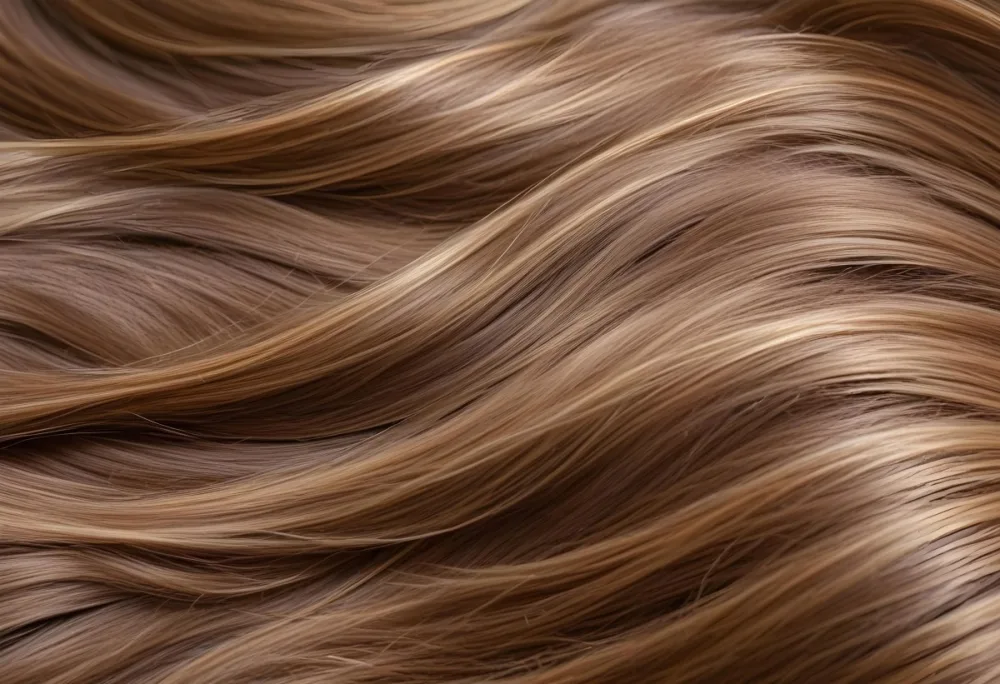 Brown Hair With Golden Highlights Wavy Texture Close Up Shot Natural Lighting Smooth Strands Natural Look Hair Care Concept Beauty Salon Salon Style Healthy Texture Elegant Waves 13 Cfcf