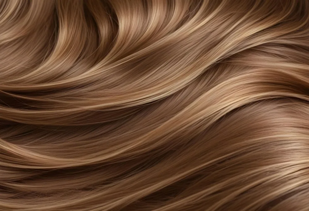 Brown Hair With Golden Highlights Wavy Texture Close Up Shot Natural Lighting Smooth Strands Natural Look Hair Care Concept Beauty Salon Salon Style Healthy Texture Elegant Waves 2 Ca4a