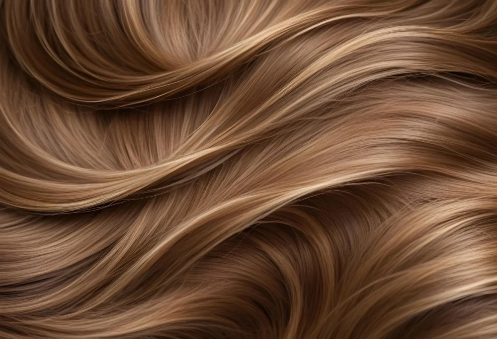 Brown Hair With Golden Highlights Wavy Texture Close Up Shot Natural Lighting Smooth Strands Natural Look Hair Care Concept Beauty Salon Salon Style Healthy Texture Elegant Waves 5 B365