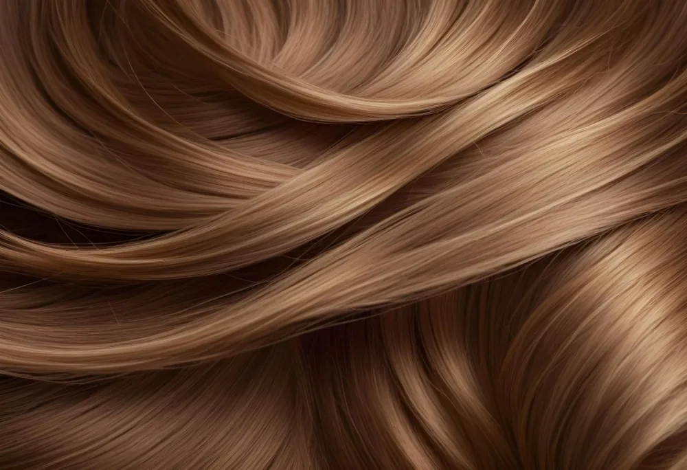 Brown Hair With Golden Highlights Wavy Texture Close Up Shot Studio Lighting Smooth And Shiny Strands Natural Hair Color Healthy Hair Hair Care Concept Beauty Product Advertisement 13 6ea5
