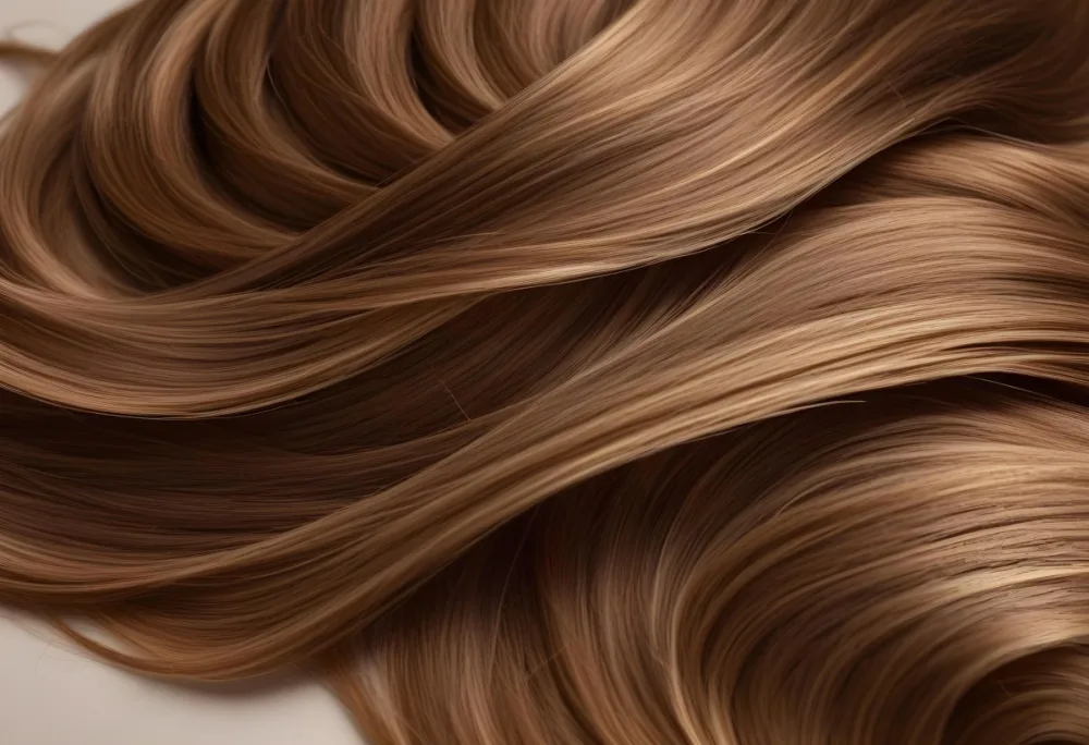 Brown Hair With Golden Highlights Wavy Texture Close Up Shot Studio Lighting Smooth And Shiny Strands Natural Hair Color Healthy Hair Hair Care Concept Beauty Product Advertisement 14 8313