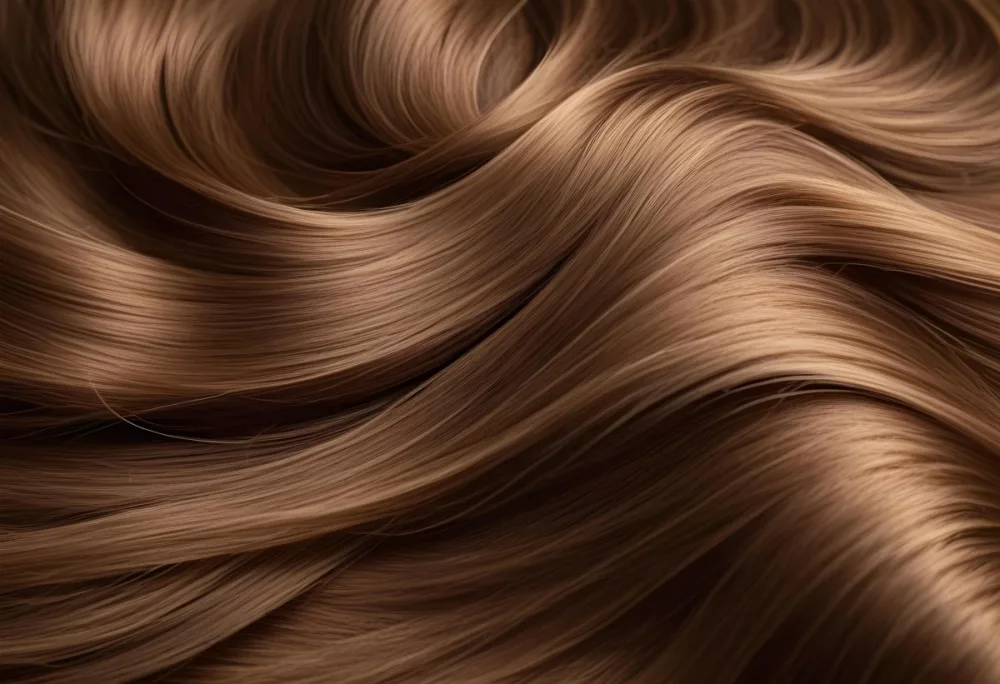 Brown Hair With Golden Highlights Wavy Texture Close Up Shot Studio Lighting Smooth And Shiny Strands Natural Hair Color Healthy Hair Hair Care Concept Beauty Product Advertisement 5 31b7