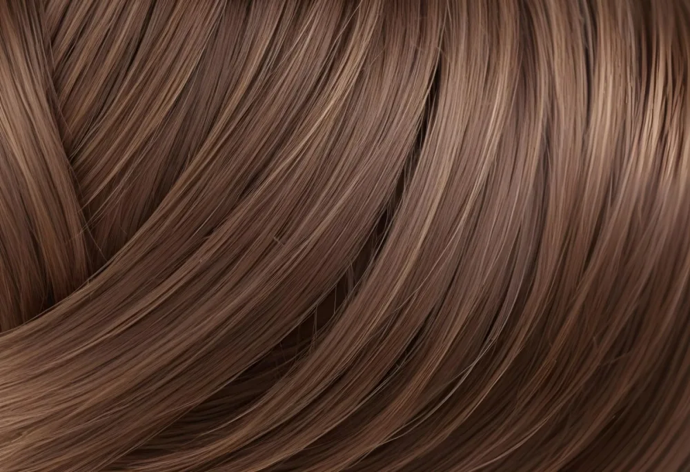 Brown Hair With Highlights Straight Shiny Healthy Well Groomed Close Up Shot Studio Lighting Professional Photography Hair Care Product Advertisement Beauty Concept Hair Texture 23 B063