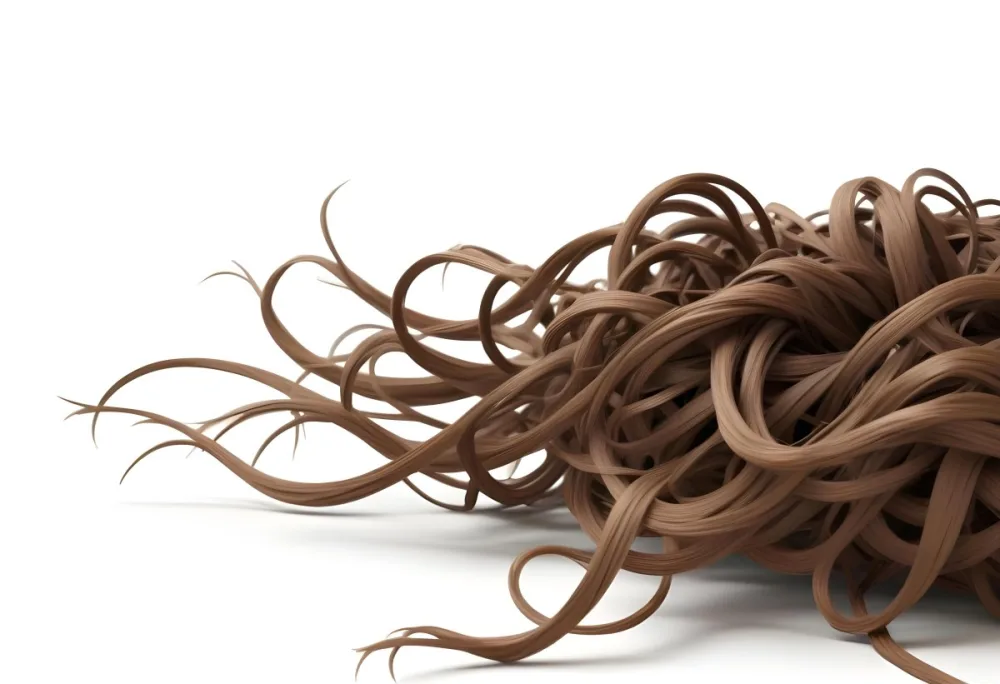 Brown Messy Hair Strands Light Brown And Dark Brown Tones Messy And Tangled Isolated On A White Background Studio Shot High Resolution 20 31dd