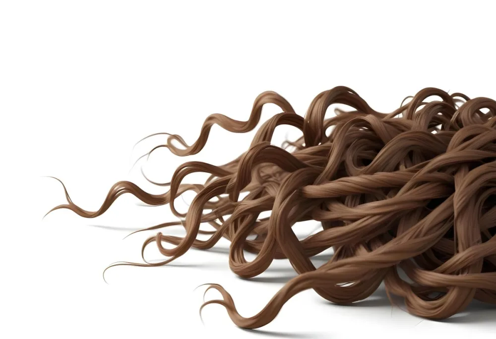Brown Messy Hair Strands Light Brown And Dark Brown Tones Messy And Tangled Isolated On A White Background Studio Shot High Resolution 6 9dd6