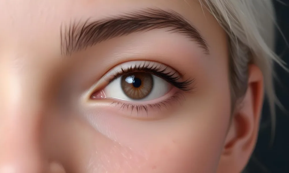Close Up Of A 25 Year Old White Woman With Brown Eyes And White Hair In A Studio 20 B93d