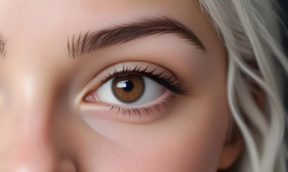 Close Up Of A 25 Year Old White Woman With Brown Eyes And White Hair In A Studio 34 8861