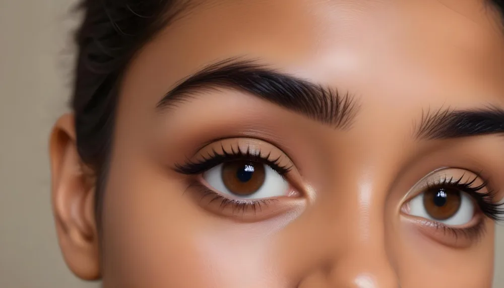 Close Up Of A Brown Skinned Woman 25 Years Old With Brown Eyes And Dark Eyebrows In A Studio 33 7035