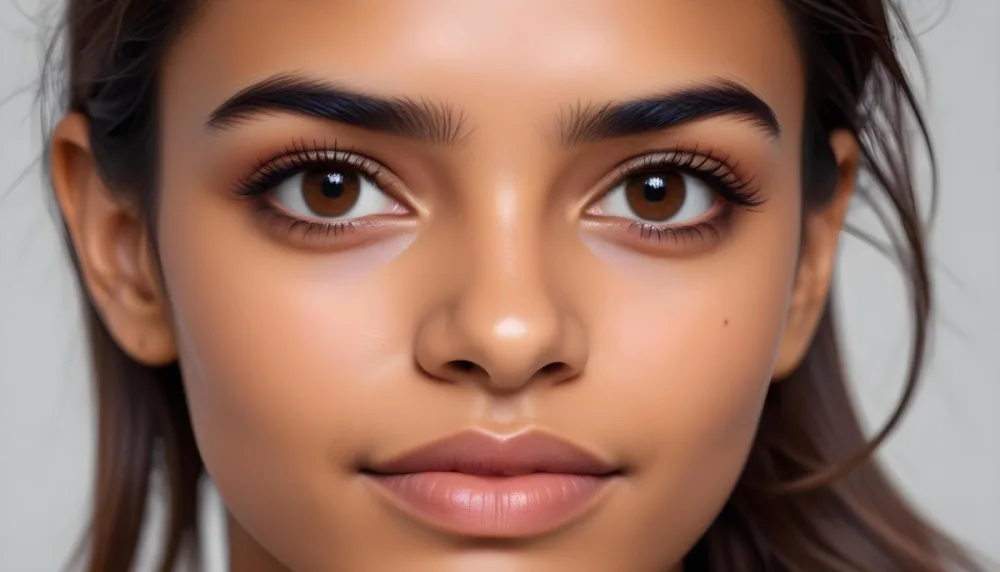 Close Up Of A Brown Skinned Woman 25 Years Old With Brown Eyes And Dark Eyebrows In A Studio 41 Fafe