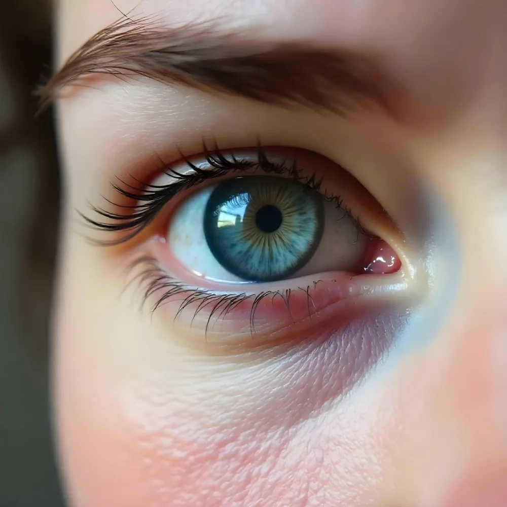 Close Up Of A Caucasian Woman S Eye Around 25 Years Old With Tears Falling Detailed Iris Red Veins And Fair Skin In A White Background 24 4119