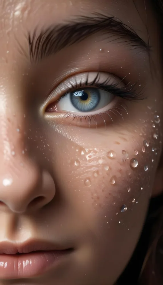 Close Up Of A Woman S Eye With Water Droplets On The Skin And Skin In A Bright Setting With A Soft Background 12 90b5