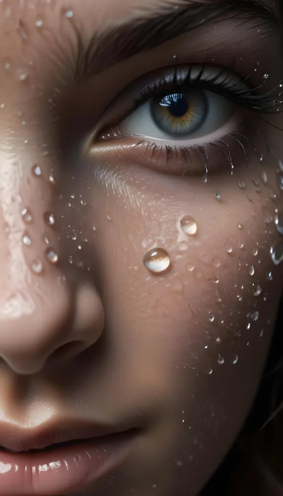 Close Up Of A Woman S Eye With Water Droplets On The Skin And Skin In A Bright Setting With A Soft Background 18 3470