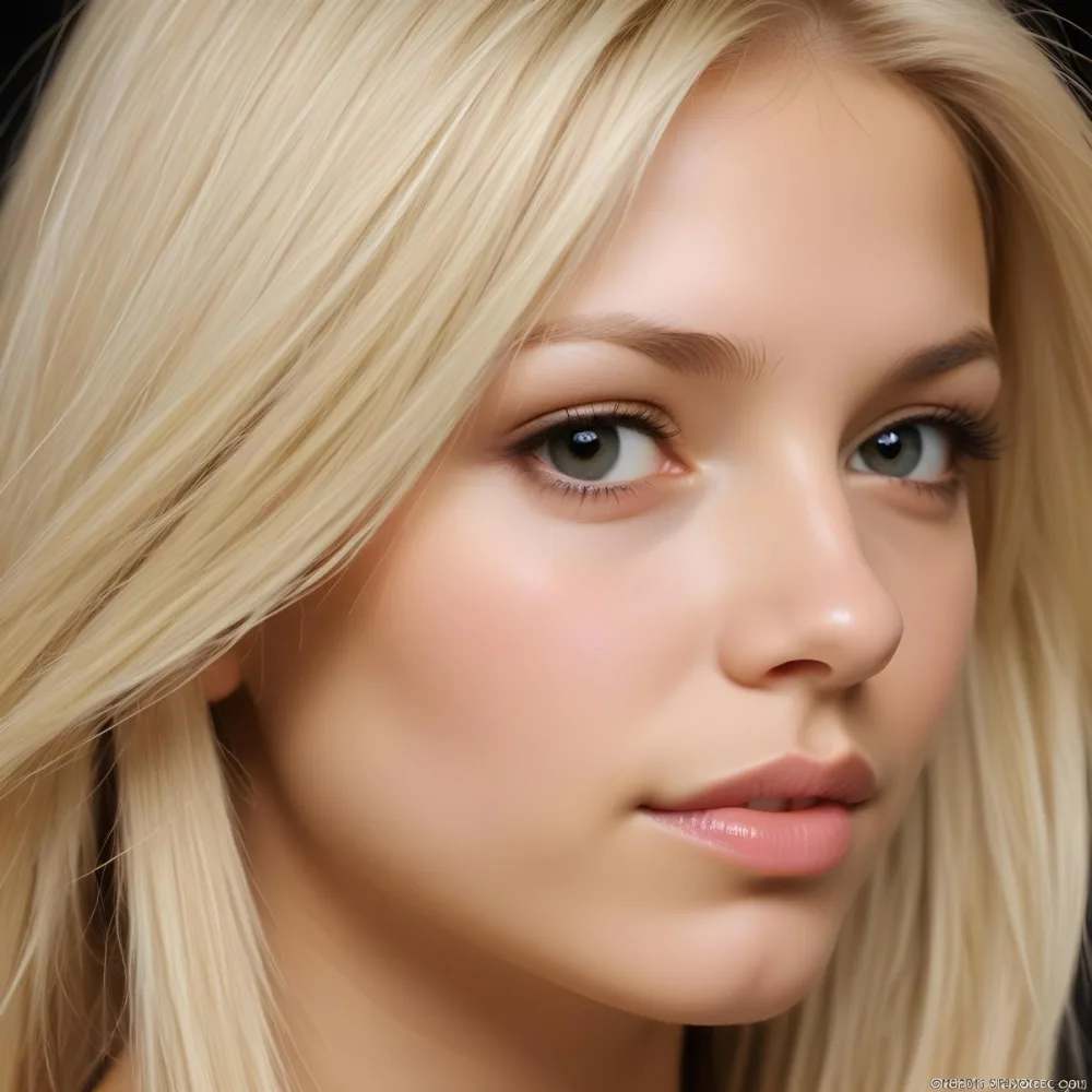 Close Up Of Blond Hair Light Skin Straight Hair Studio Shot 13