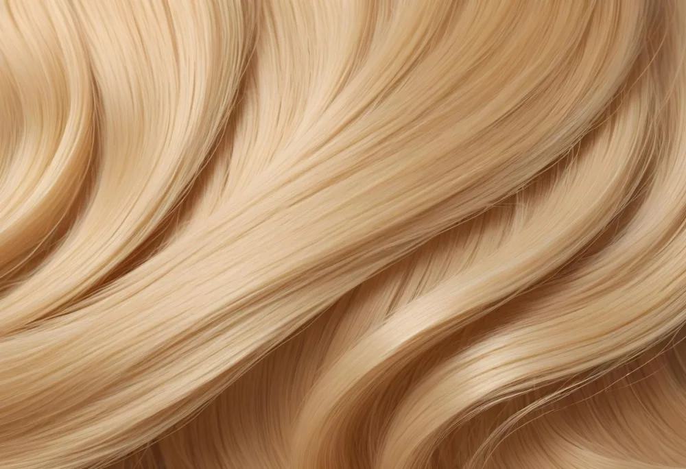 Close Up Of Blonde Hair Golden Blonde Color Shiny And Healthy Soft Waves Smooth Texture Clean And Bright Well Maintained Studio Lighting Professional Hair Care Product Advertisement 25 28fe