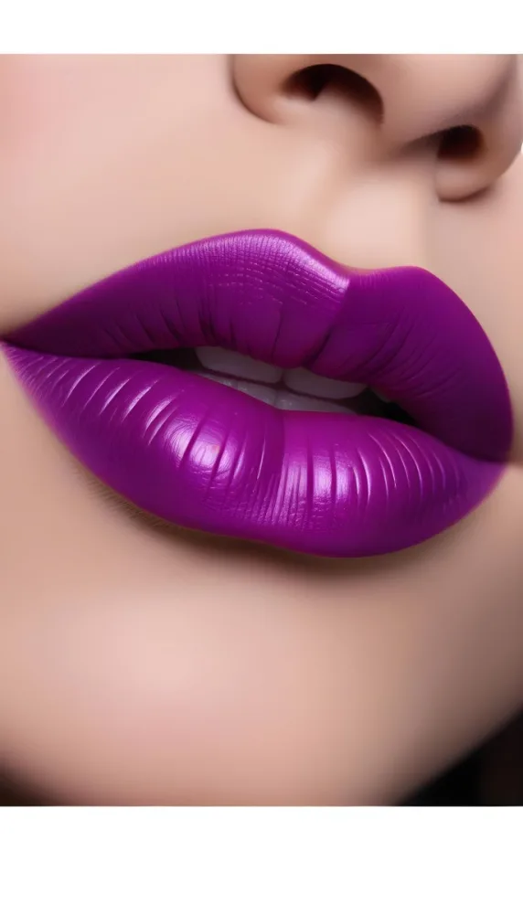 Close Up Of Full Lips With Bold Purple Lipstick Showcasing A Gradient Effect From Dark To Lighter Shades Of Purple The Background Is Dark Emphasizing The Lips 55 B9b2