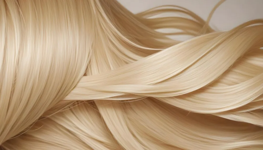 Close Up Of Long Blonde Hair Shiny And Flowing With Subtle Waves In A Studio Setting With Neutral Background 7 11d7