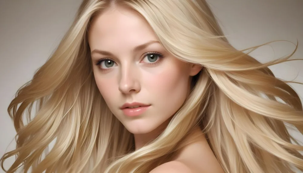 Close Up Of Long Blonde Hair Shiny And Flowing With Subtle Waves In A Studio Setting With Neutral Background 8 2705