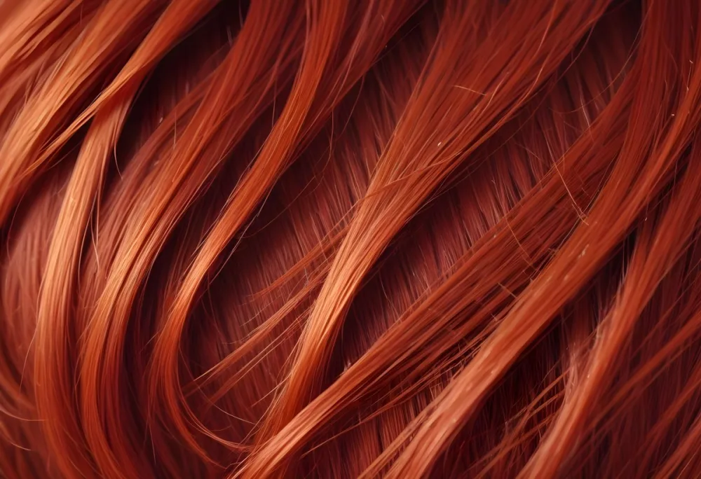 Close Up Of Red Hair Strands Detailed Texture Light Color Natural Light Soft Focus Smooth Surface Hair Salon Beauty Product Hair Dye Fashion Accessory 6 4f5f