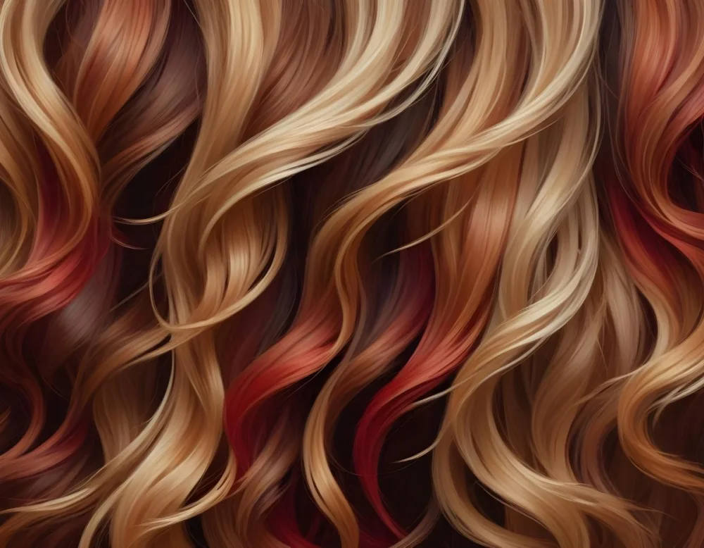 Close Up Of Wavy Hair With A Mix Of Brown Blonde And Red Tones Creating A Warm And Textured Appearance Studio Shot 40 26f4