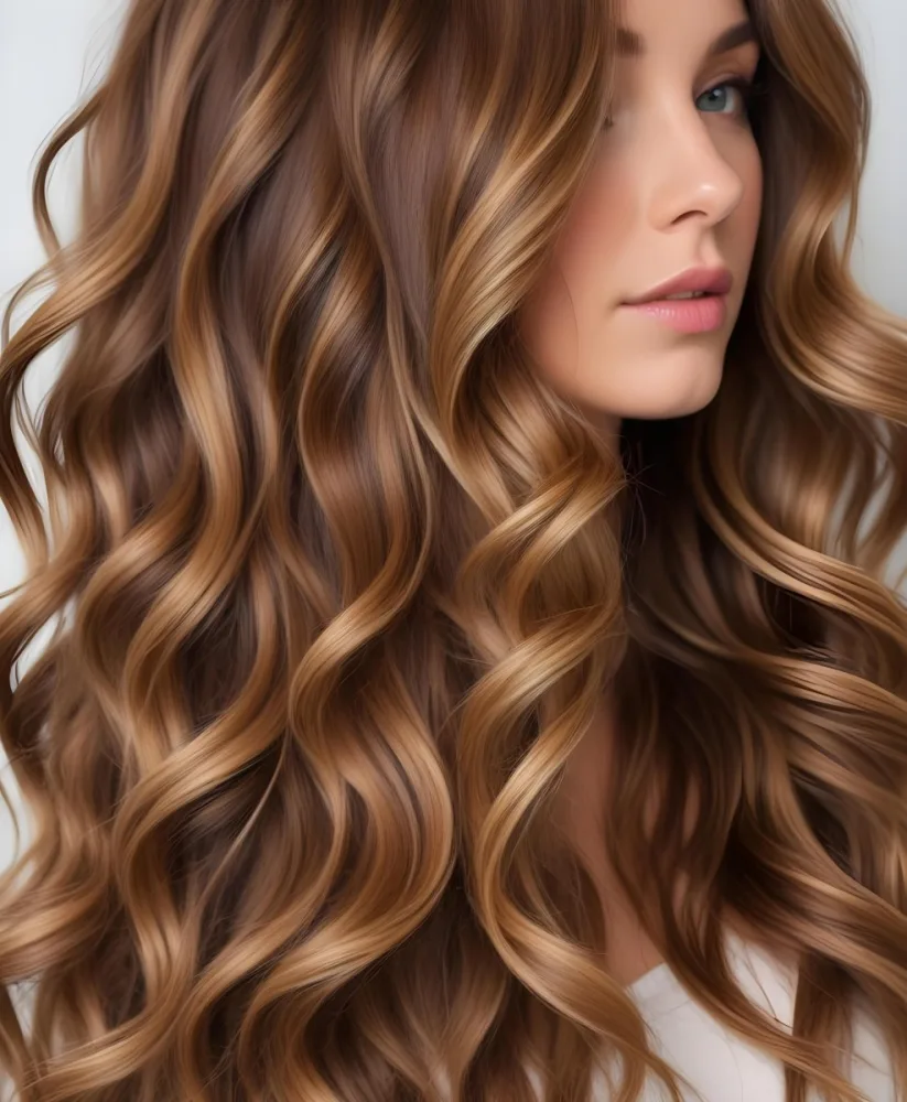 Closeup Of Long Wavy Golden Brown Hair With Highlights 2 78d5