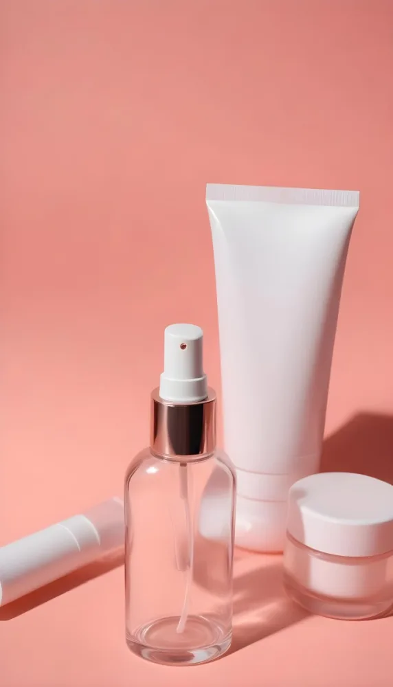 Cosmetic Bottles And Tubes Of Different Sizes And Shapes On A Pink Background Some Of Them Are White And Transparent 18 E4bc 4e85